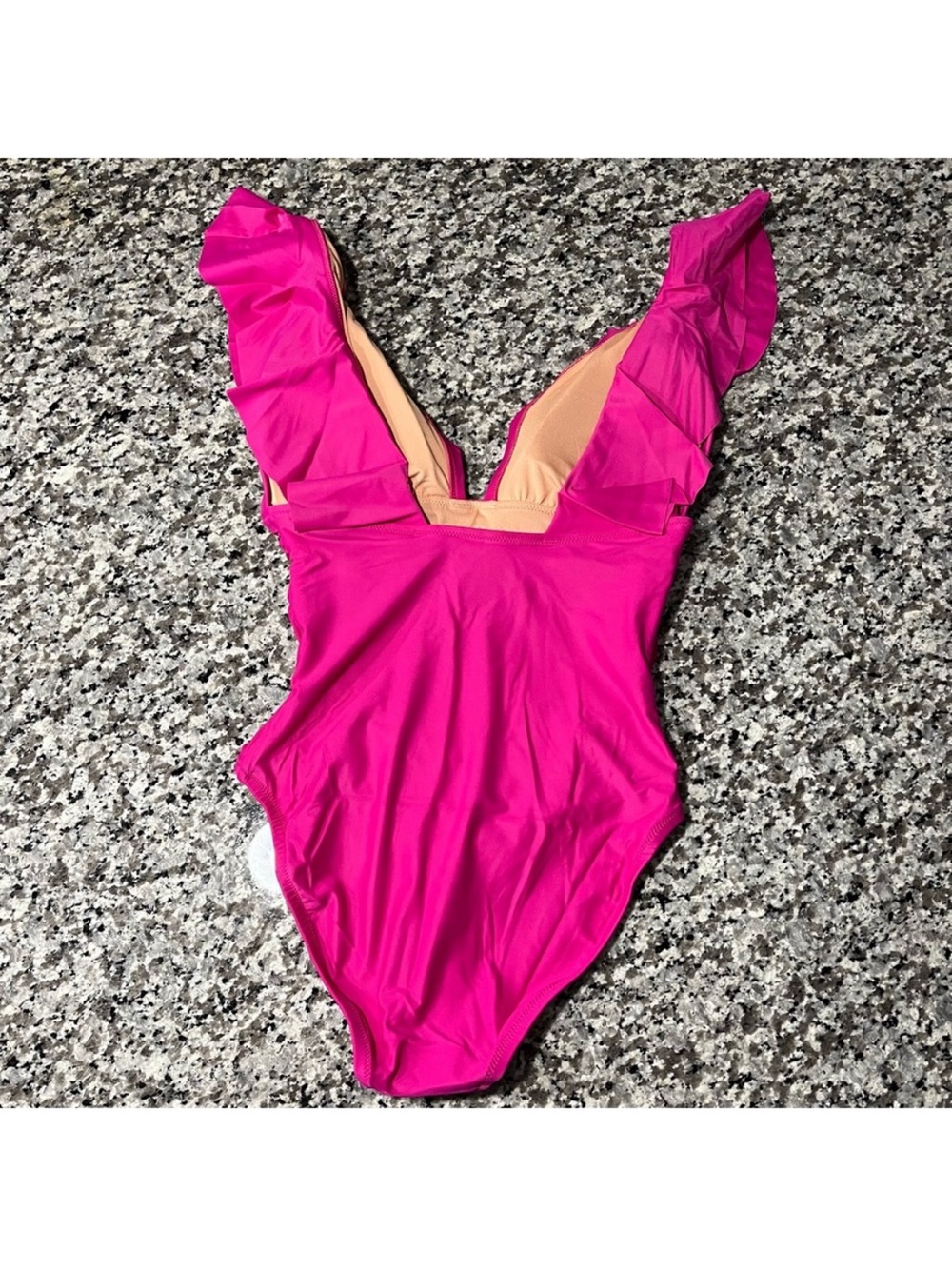J. Crew Fuchsia Ruffle V-Neck One-Piece Swimsuit - Picture 9 of 13